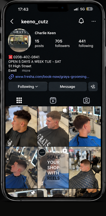 Keeno Cutz Instagram profile before the rebrand